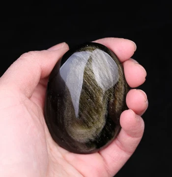 Natural Obsidian Hand-Held Crystal Raw Stone Ornament for Pocket Play and Display