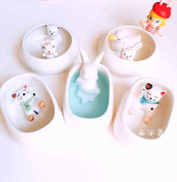Professional Bathtub-Style Brush Washing Set - Cute 3-Piece Watercolor and Chinese Painting Brush Cleaner with Palette