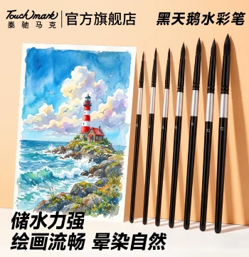 Black Swan Watercolor, Gouache, and Acrylic Paint Brush Set - Professional Art Painting Tools for Numbered Paint-by-Number Kits
