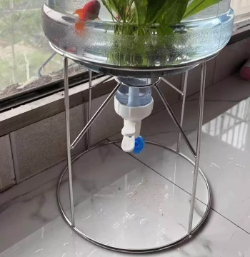 Stainless Steel Fish Tank Converter - Bucket to Aquarium Adapter with Inverted Stand and Faucet Spout for Mineral Water Jugs