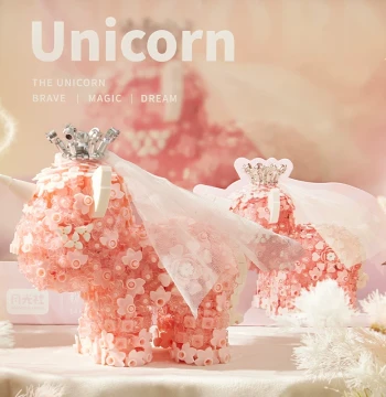 Moonlight Society Flower Unicorn Building Blocks Assembly Model Toy DIY Handmade Ornament Girl's Birthday Gift