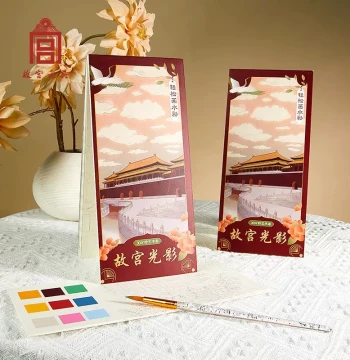 Palace Museum Creative Stationery: Light & Shadow Graffiti Coloring Book - Exquisite DIY Children's Gift, Ancient Style Watercolor Set for Boys and Girls, Early Learning Art Toy