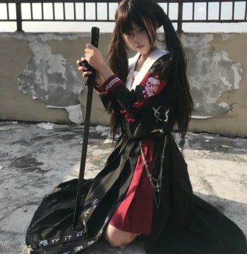 Lichuan JK [Blood Oath] - Original Authentic Japanese Dark Style Embroidered Sailor Suit - Spring/Autumn Set
