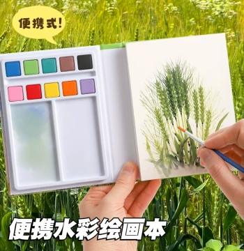 Portable Travel Art Set for Kids - Watercolor Paint Box with Sketchbook and Mini Drawing Board