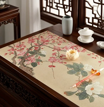 [10% Off for 2 Items] Calligraphy Wool Felt Mat - Double-Sided Painted Practice Pad for Students, Bulk Wholesale, Includes Arm Rest and Four Treasures of the Study Set