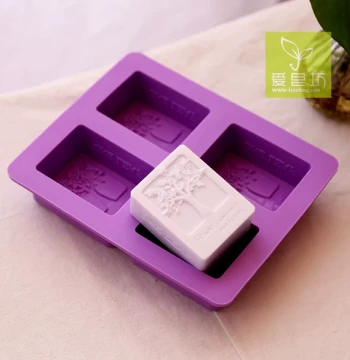 Aizaofang Food-Grade Soft Silicone Handmade Soap Mold Korean Rectangular 3D Tree Shadow Silicone Mold