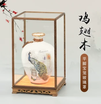Glass Display Case for Crafts Antiques Buddhist Statues Dust Cover Rosewood Carved Treasure Cage Transparent Show Box