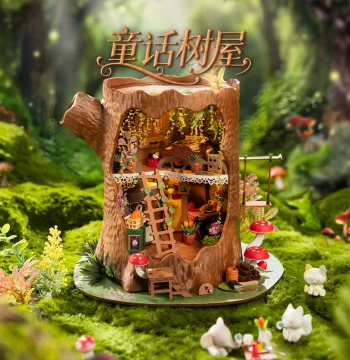 rolife Fairy Tale Treehouse DIY Miniature House - Handcrafted Creative Wooden Assembly Model Building Blocks Gift for Women