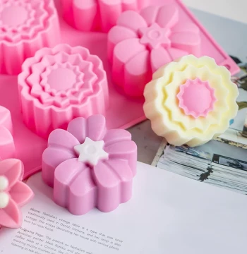 Aizaofang 6-Cavity Triple Flower Silicone Mold - DIY Handmade Soap Home Decor - Food-Grade Heat-Resistant Material