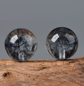 Black Rutilated Quartz and Crackle Quartz Loose Beads for DIY Crystal Jewelry