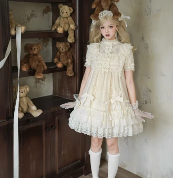 [Full Payment Pre-Order] Summer Fantasy Original Heavy-Duty Doll-Style Antique Cream Amber Lolita Dress