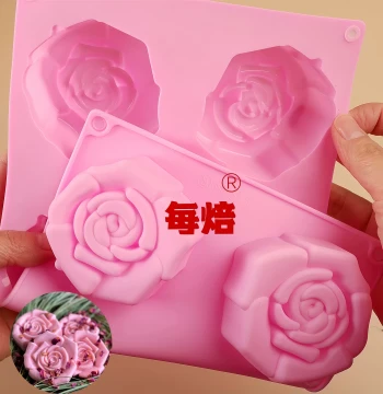 6-Cavity 3D Rose Silicone Mold for DIY Soap Making Heat-Resistant Non-Stick Large Size for Milk Soap and Essential Oil Soap