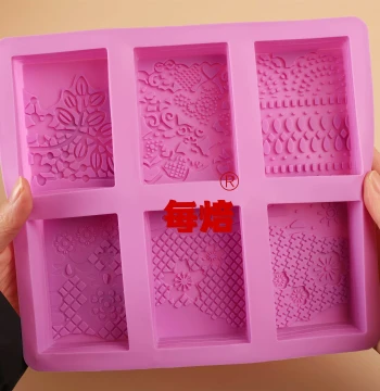 6-Cavity Large Square French Flower DIY Soap Silicone Mold for Essential Oil and Milk Soap