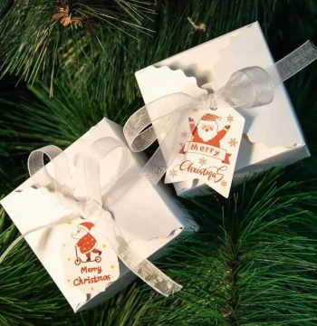 50pcs Merry Christmas Gift Tags Printed White Paper Labels X