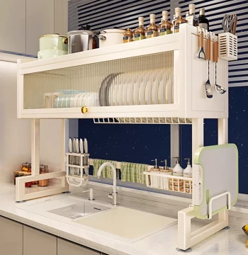 Kitchen Sink Storage Rack Multi-Function Dish Drying Shelf Over-Sink Organizer Bowl Cabinet