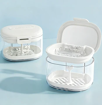 Retainer Storage Case for Invisible Aligners, Children's Orthodontic Appliances, and Dentures - Portable Cleaning and Drainage Box for Elderly and Kids