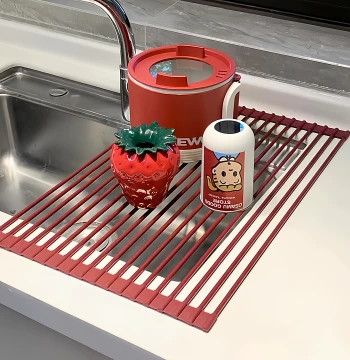 Chushinmi - Silicone Collapsible Dish Drying Rack, Kitchen Organizer, Sink Utensil Holder for Bowls and Chopsticks