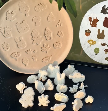 Useless Genius Autumn Forest Animal Plant Bird Butterfly Handmade Pottery Ceramic Stamp Clay Mold