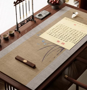 New Chinese Style Zen Calligraphy Felt Mat, Non-Slip Desk Pad for Traditional Writing Tools