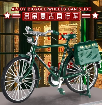 Bicycle Assembly Model Toy, Vintage 28-Inch Postal Alloy Bike, Manual DIY Retro Metal Kit