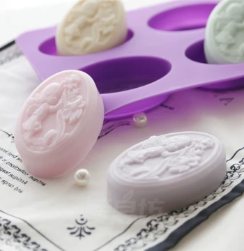 Aizaofang Four-Connected Flower Elf Oval Flower DIY Handmade Soap Silicone Mold New Bar Soap Silicone Mold