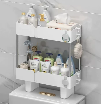 Over-Toilet Storage Rack - Multi-Layer Bathroom Organizer with No-Drill Installation for Tank and Supplies