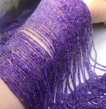 2MM 3MM 4MM Natural Color-Gradient Amethyst Soccer-Cut Faceted Loose Beads - Semi-Finished Amethyst Cuts