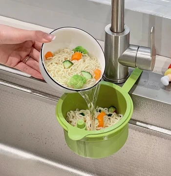 Kitchen Sink Strainer Basket Push-Type Food Residue Separator Filter Hanging Storage Rack