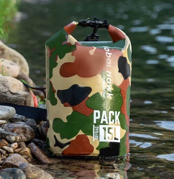 Outdoor Waterproof Backpack Camouflage Dry Bag with Wet/Dry Separation for Swimming, Rafting, and Trekking