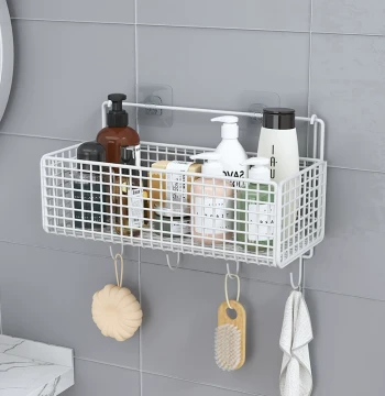 Wall-Mounted Bathroom Storage Shelf, No-Drill Organizer for Sink, Shower, and Toilet Area