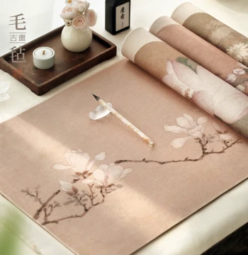 Wenxin Tang Calligraphy and Painting Felt - Ancient Art Series, Double-Sided Wool Felt with Leather Desk Mat for Calligraphy and Painting, Colorful Soft Stain-Resistant Felt for Brush Writing Practice, Traditional Chinese Painting Supplies