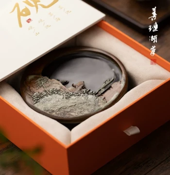 [One-of-a-Kind] Shanlian Hu Brush & Inkstone Set - Raw Stone Juque Inkstone for Calligraphy, Premium Four Treasures of the Study, National Art Supplies, She & Duan Inkstone Ornament, Teacher's Day Gift Box