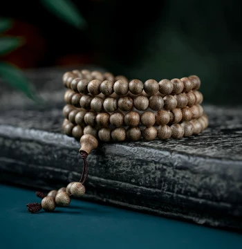 Natural Indonesian Dalakan Agarwood 108-Bead Mala Bracelet for Men and Women, 6mm Multi-Wrap Wooden Prayer Beads