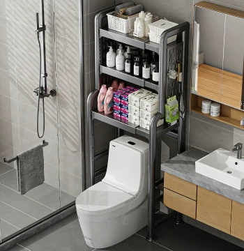 Multi-Function Over-Toilet Freestanding Shelf - Bathroom Storage Rack for Sink Area and Behind-Toilet Space