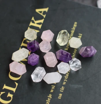 Natural Amethyst, Rose Quartz, Clear Quartz, and Lemon Quartz Double-Pointed Tumbled Beads for DIY Bracelets, Necklaces, and Earrings