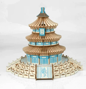 Beijing Temple of Heaven Ancient Architecture DIY Wooden Puzzle - Adult Educational 3D Assembly Taihe Hall Model Kit