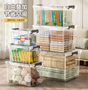 Extra-Large Transparent Plastic Storage Box with Lid, Home Organizer for Clothes and Household Items
