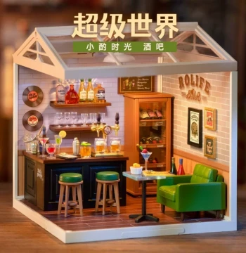 rolife Super World Bar Educational Building Block Toy Model DIY House Gift for Kids and Girls
