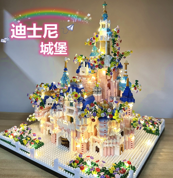 Cherry Blossom Disney Castle Building Blocks – Adult-Scale Architectural Model Kit, Large Premium Gift for Women