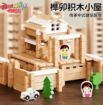 Luban Mortise and Tenon Building Blocks - Children's Educational Assembly Toy Model of Traditional Chinese Ancient Architecture, Real Wood House Kit 6