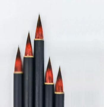 Jiansuju Fine Brush Set: Red Rabbit Hair Professional Lining, Dyeing, and Small Regular Script Calligraphy