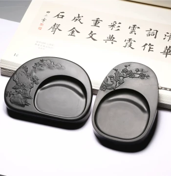National Intangible Cultural Heritage She Inkstone - Natural Raw Stone for Calligraphy and Painting - Traditional Scholar's Ink Dish and Duan Inkstone for Grinding Ink