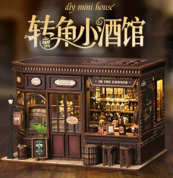 Hot-Selling Corner Bistro Handcrafted Assembly House, DIY Miniature Model, 3D Creative Educational New Year Gift