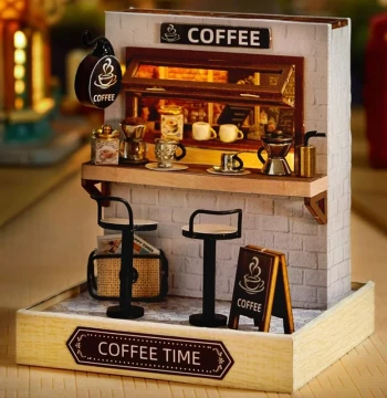 Zhiquwu DIY Miniature Coffee Shop 3D Wooden Puzzle Model Building Toy – Perfect New Year Gift