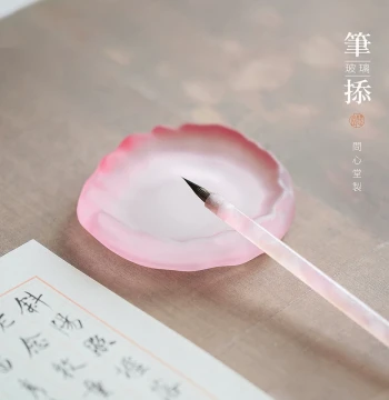 Wenxintang Glass Ink Saucer, Brush Rest, Inkstone for Calligraphy Practice, Dedicated Brush Holder, Ink Tray, and Ink Pool