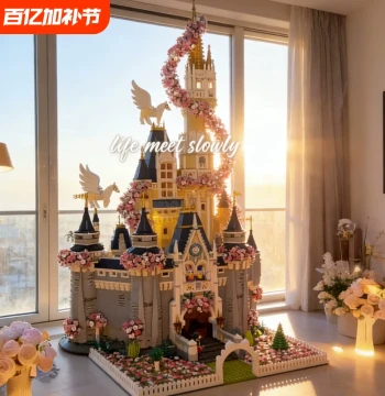 Disney Princess Castle Building Block Villa Girls' Series Street Scene Architectural Model Advanced Assembly Toy for Adults