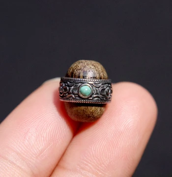 Sterling Silver S925 Natural Agarwood Drum Beads with Auspicious Cloud Pattern Spacer Beads - Loose Beads for DIY Bracelet Jewelry