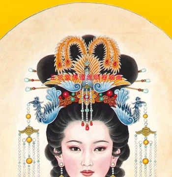 Bixia Yuanjun Scroll Painting, Taishan Goddess Wall Decor, Chinese Style Silk Hanging Scroll, Customizable Fabric Material