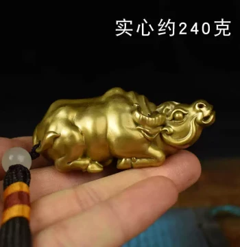 Solid Brass Ox Zodiac Handheld Ornament, Paperweight, Desk Decor, Collectible Gift - 'Ox Power Soars'
