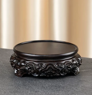 Solid Wood Display Stand for Ornamental Stones, Teapots, Vases, Bonsai, Incense Burners, and Buddha Statues - Round Redwood Base Rack